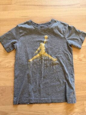Nike Jordan Gray Tee with Gold Jumpman Graphic